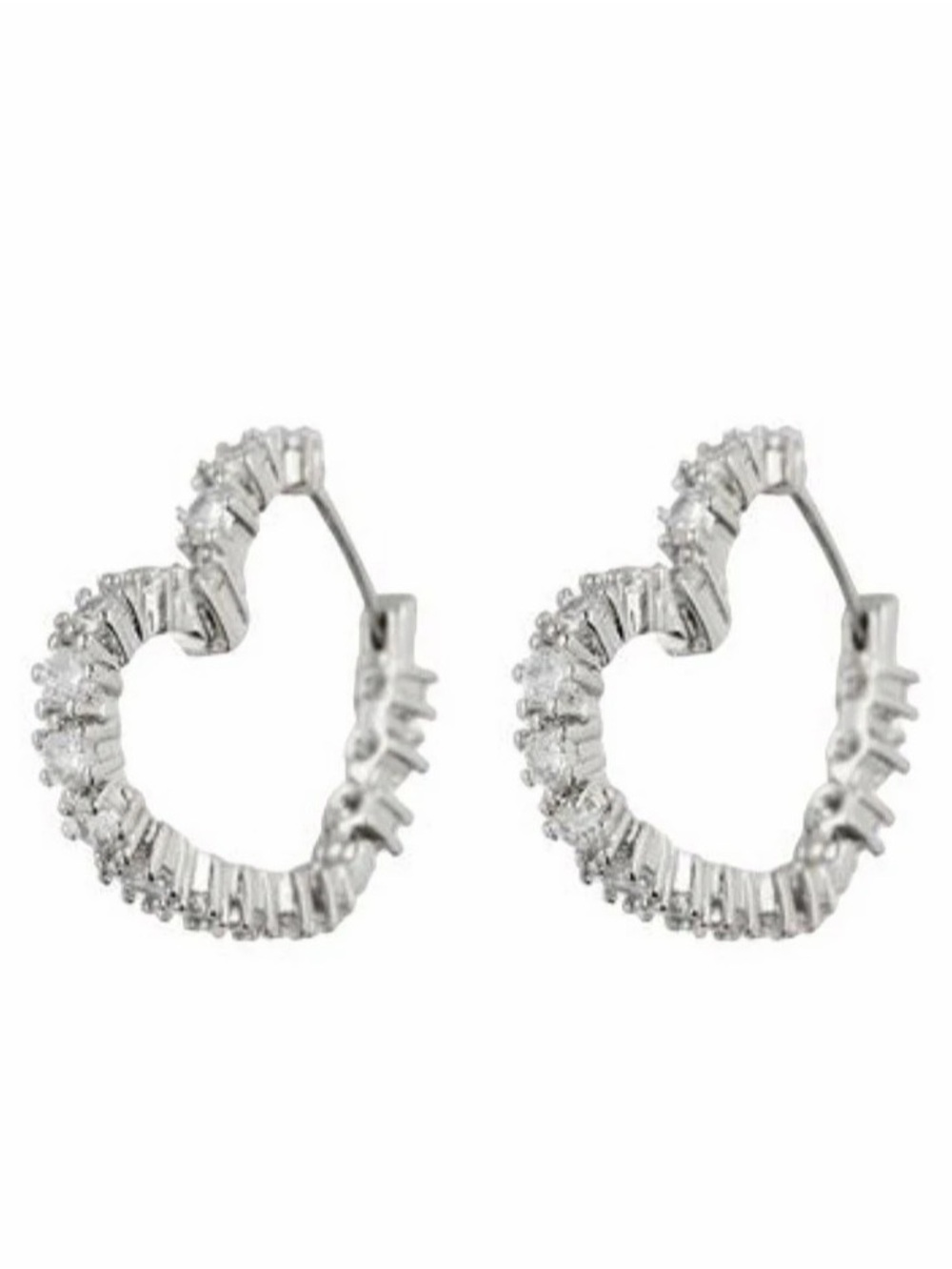 Diamond Heart Bijoux Hoops Silver |LUVAJ
